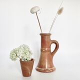 Bougeoir et vase en grès