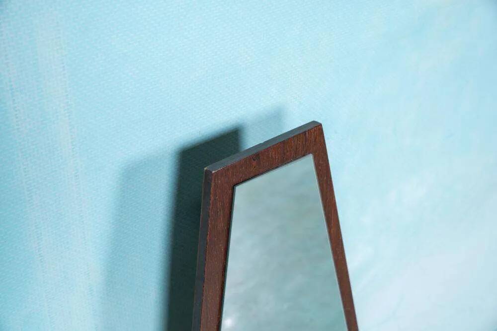 Hexacon Art Deco vintage mirror from the 1950s in wenge.