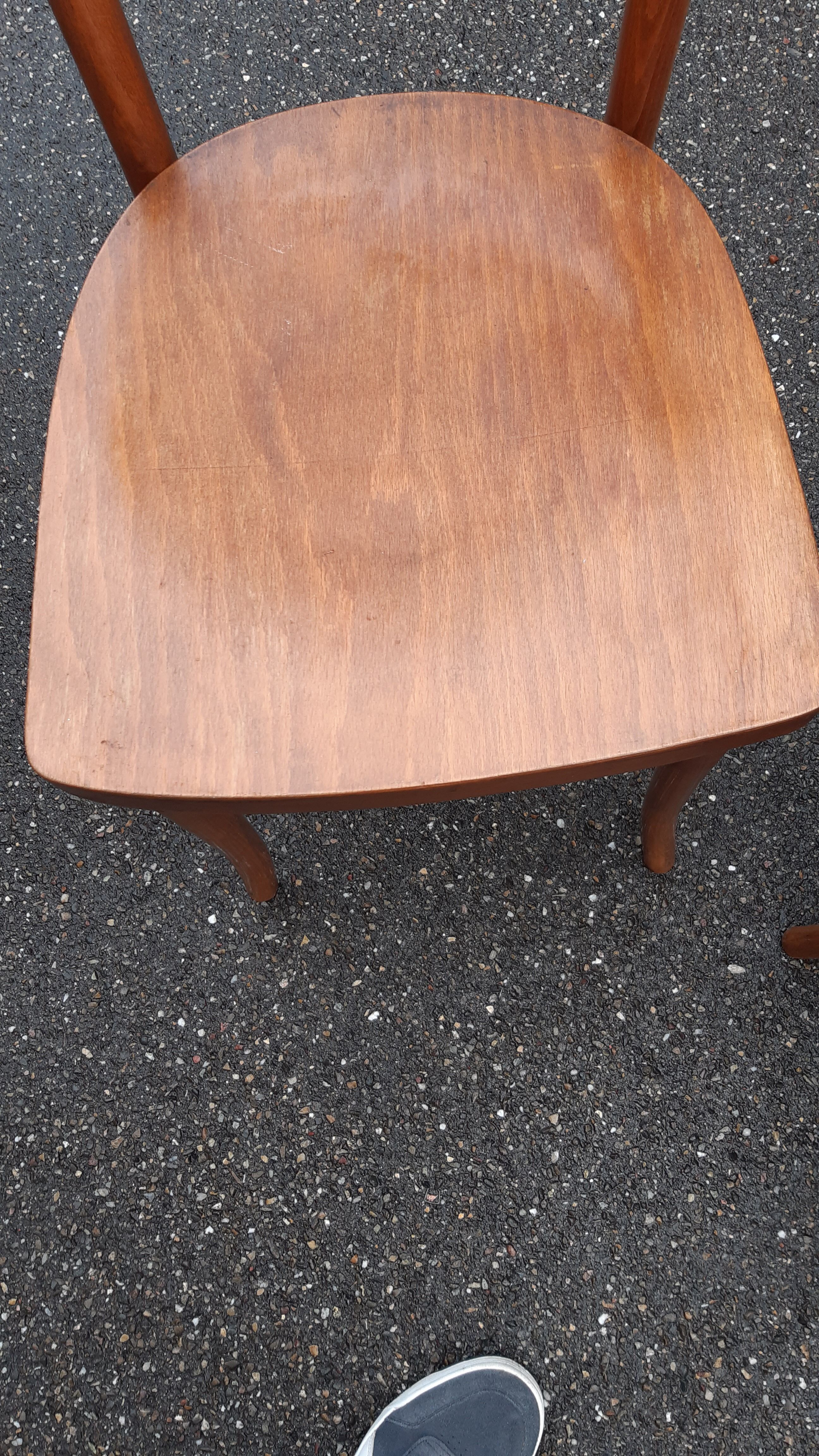 Set of 3 curved wood bistro chairs