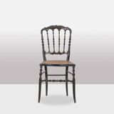 Cane chair in turned and blackened wood. Napoleon III.