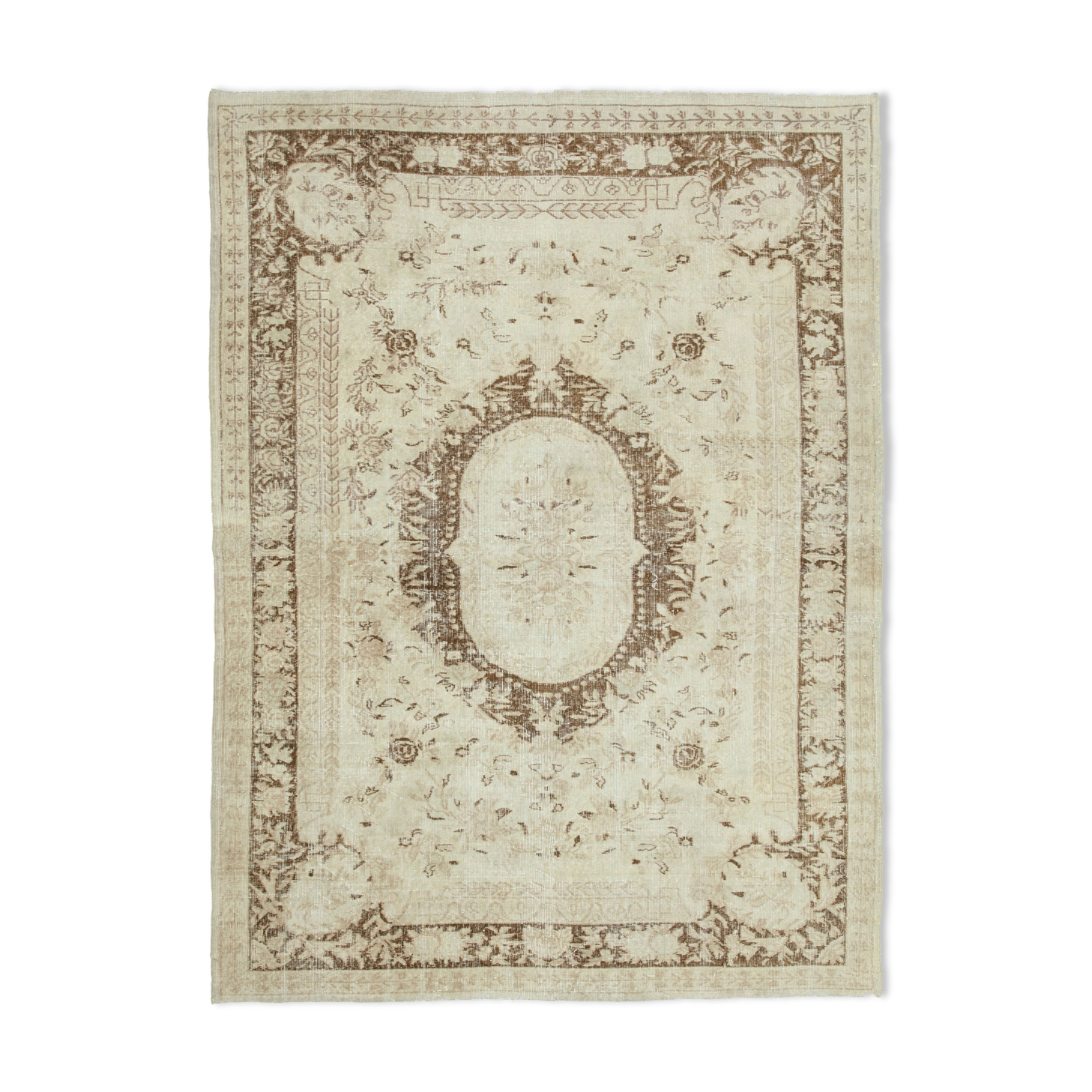 Handwoven Vintage Anatolian Beige Rug 214 cm x 286 cm - 25297