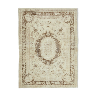 Tapis Beige Anatolien Vintage Tissé à la Main 214 cm x 286 cm - 25297