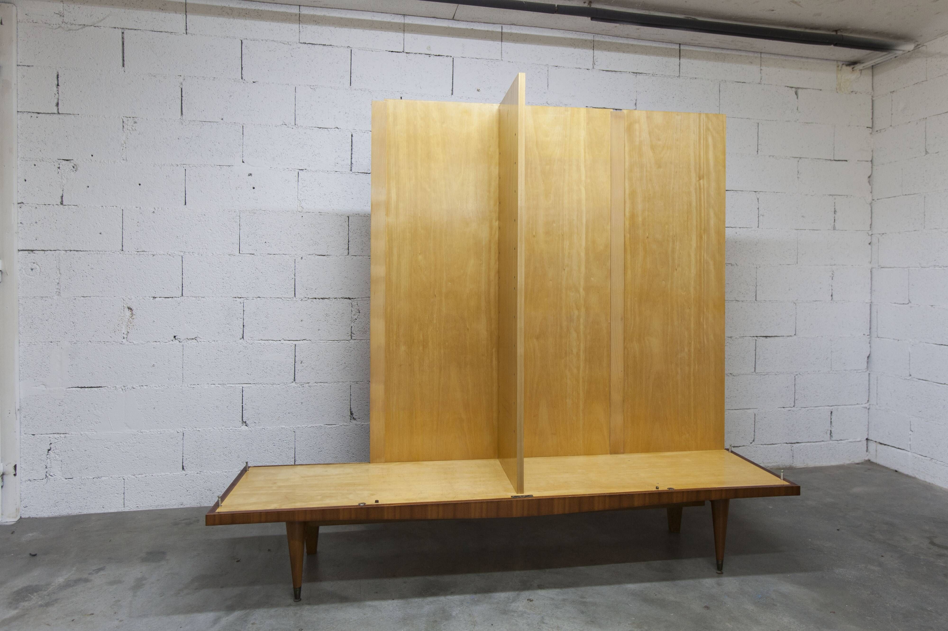 1960 Scandinavian wardrobe, atypical blond wood varnished, 4 doors 3