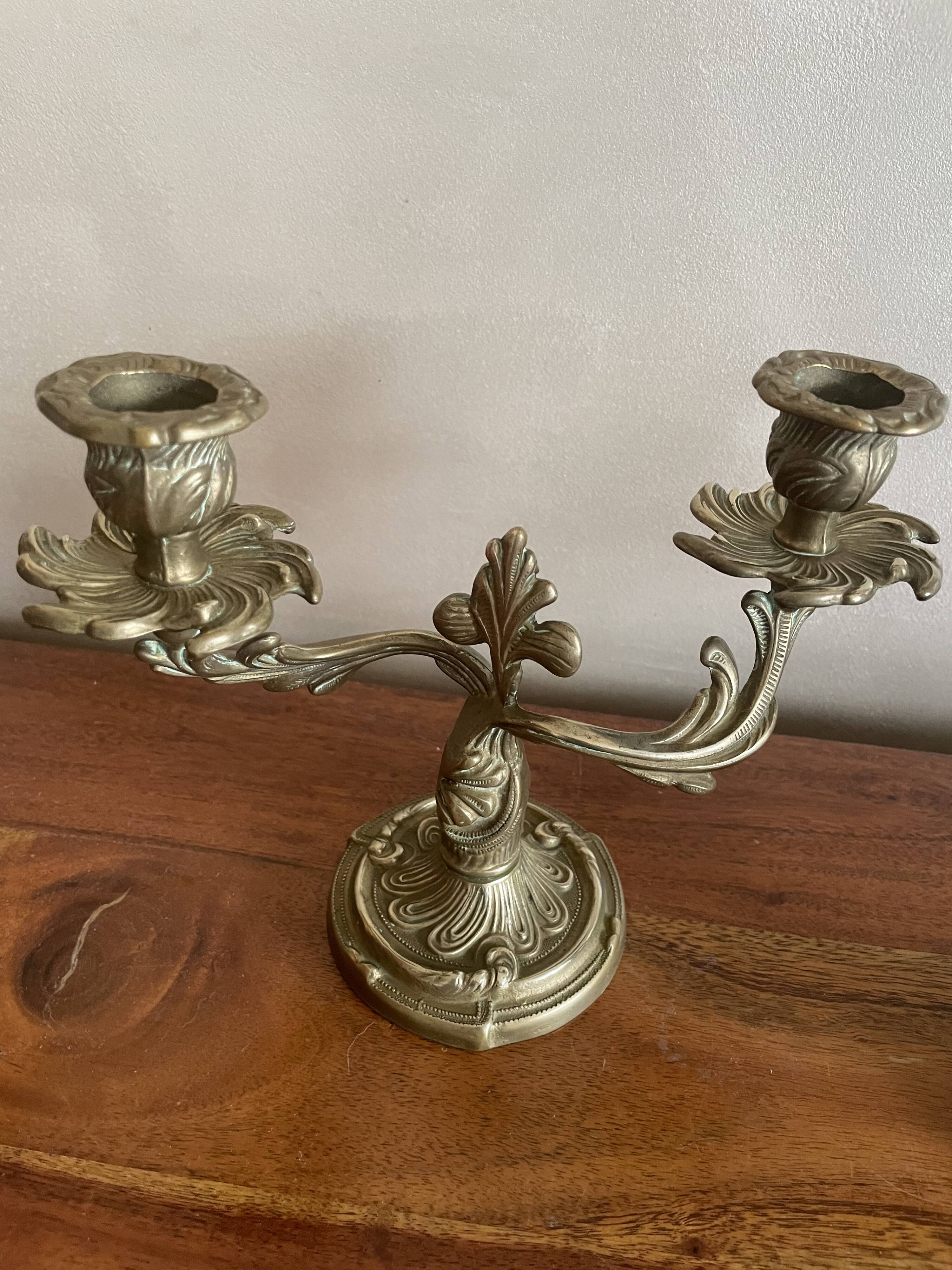 Duo of brass candlesticks