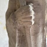 Set of two natural white plaster sculptures by Walter De Buck — figurative folkloric pair