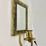 Vintage  Brass Wall mirrored Candle Sconce