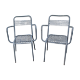 Pair of open metal armchairs
