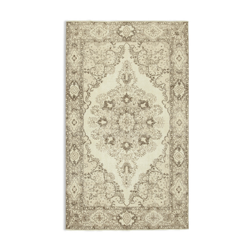 Hand-Knotted Vintage Turkish Beige Carpet 168 cm x 286 cm - 38884