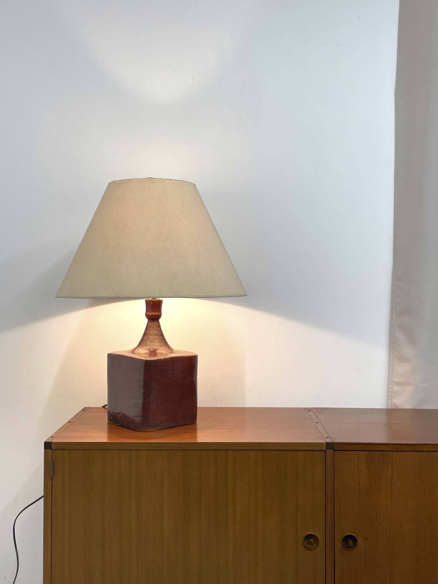 Large ceramic lamp, signed and dated 1979.