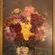 Old painting, still life with Dahlias, signed E Boudet late nineteenth century.
