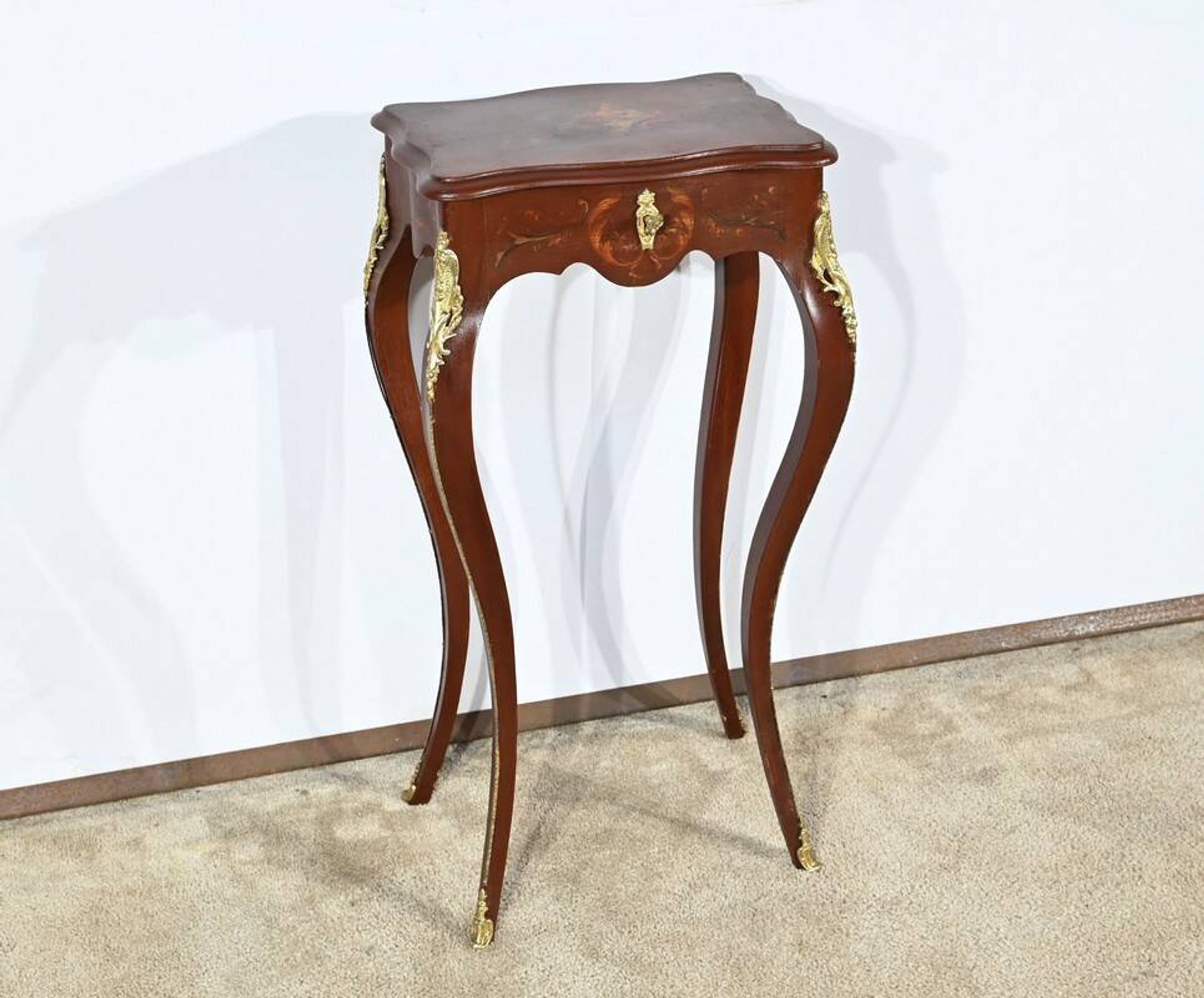 Small Table in Lacquered Wood, Louis XV Style – Late 19th Century