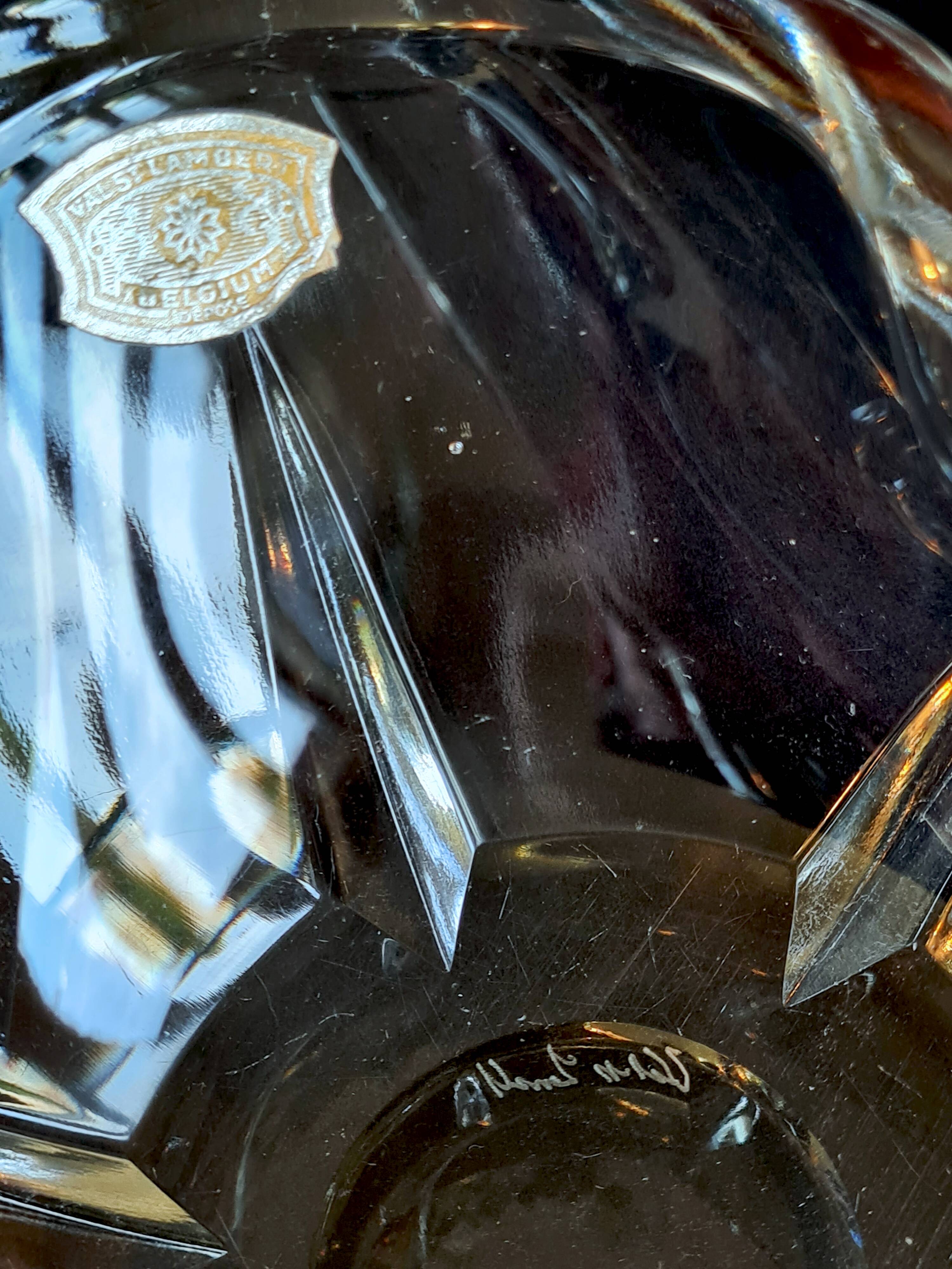 Val Saint Lambert Blown Crystal Ashtray / Pocket Tray (Vintage)