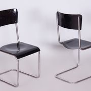 Set of 6 Vintage Bauhaus Chairs, Restored, Gloss, Vichr a Spol, Czechia, 1930s