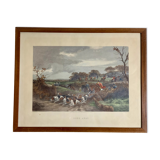 English engraving of hunting hound and hunting dog