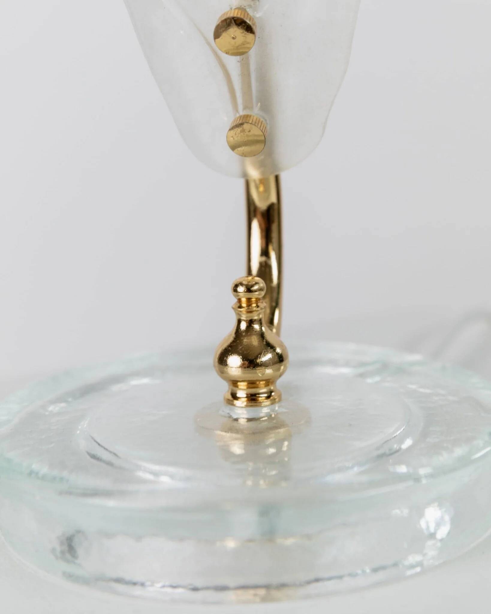 Vintage Murano glass table lamp – leaf-shaped glass with blue details – Italy 1980s