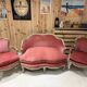 salon complet de style Louis XV – banquette corbeille et paire d