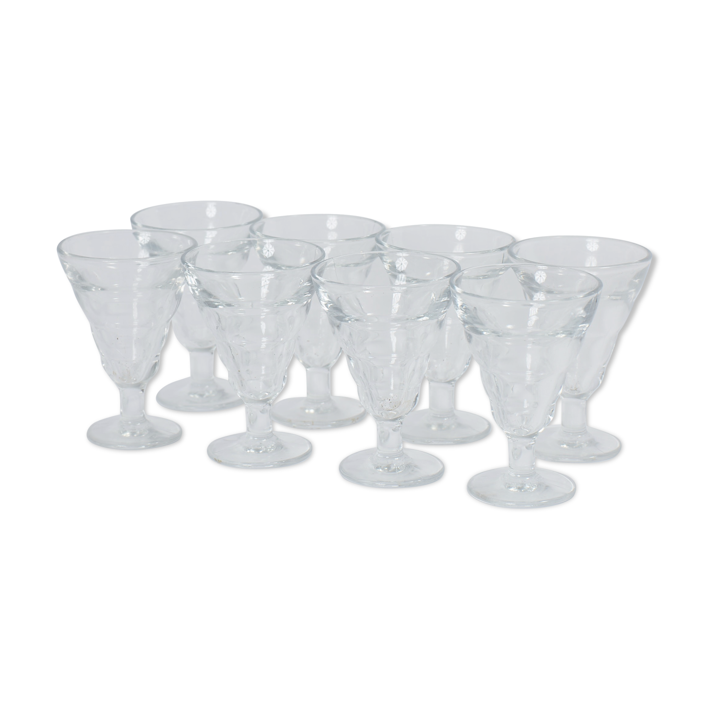 lot of bistro glasses on foot
