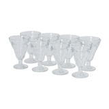 lot of bistro glasses on foot