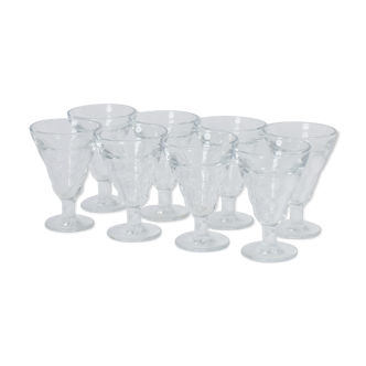 lot of bistro glasses on foot