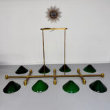 Large brass and green opaline pendant lamp 260 cm 1970s