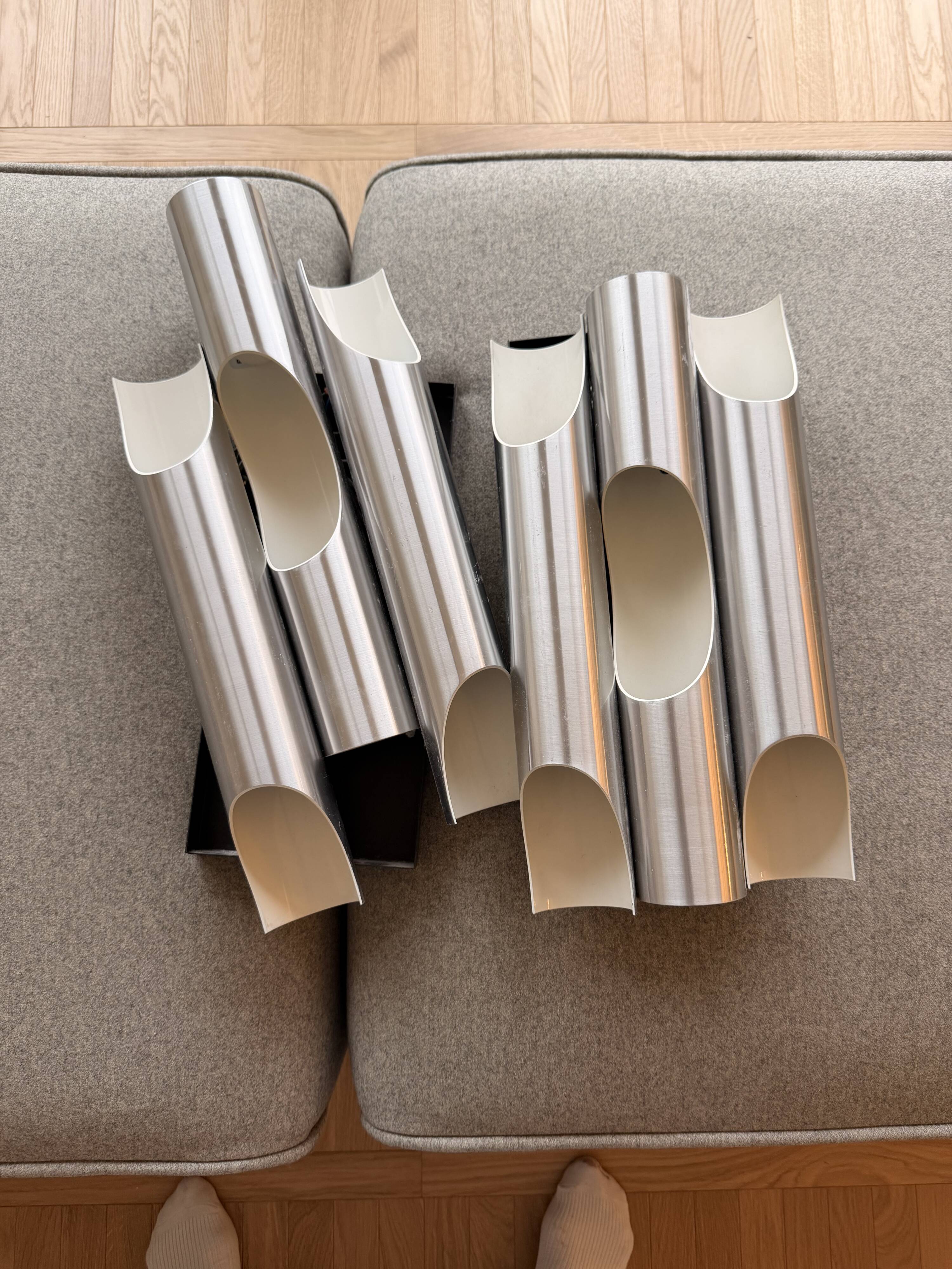 Chrome cylindrical appliques Fuga by Maija Liisa Komulainen for Raak 60s