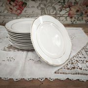 Lot de 12 assiettes à dessert en faïence blanche liseré doré Sarreguemines