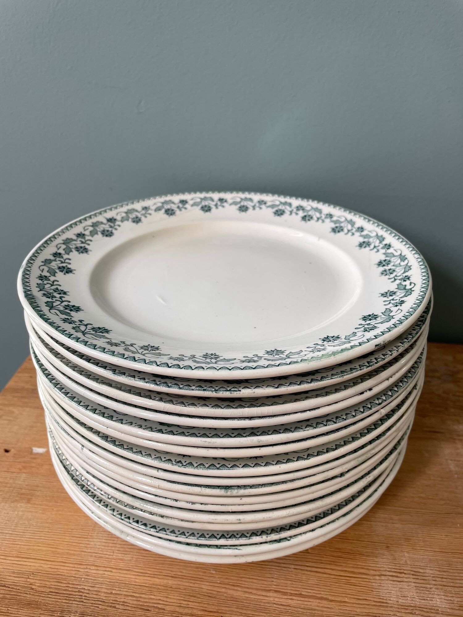 Set of 16 flat plates model Georgette Moulin des Loups & Hamage