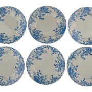 6 assiettes plates anciennes faïence de france décor floral bleu