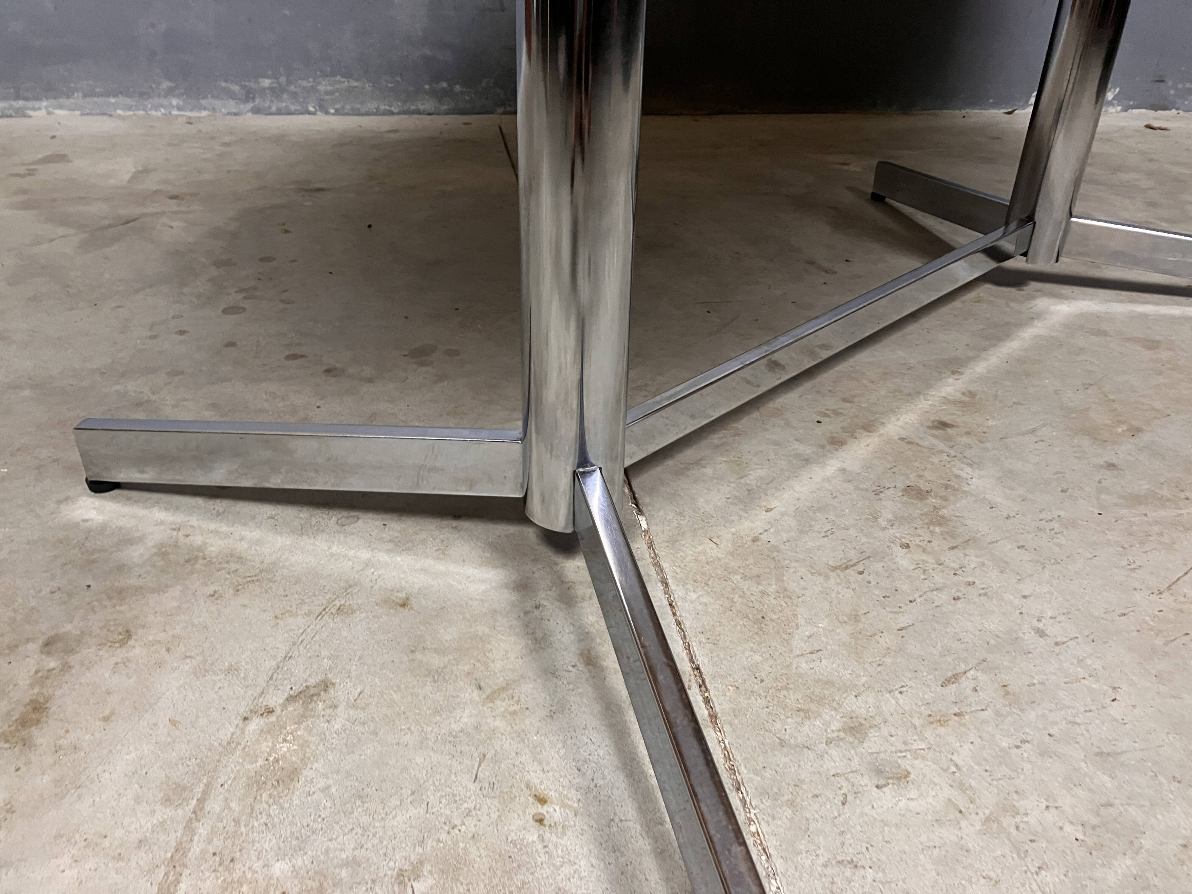 Vintage Dining Table Oval Chrome Solid Oak