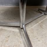 Vintage Dining Table Oval Chrome Solid Oak