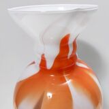 White, Orange and Brown Murano Glass Vase by Carlo Moretti, Italy