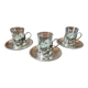 Set of 3 small metal glasses and saucers