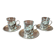 Set of 3 small metal glasses and saucers
