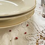 Lot de 3 plats de service plat Villeroy et Boch faïence ancienne couleur beige et dorure ACC-7260