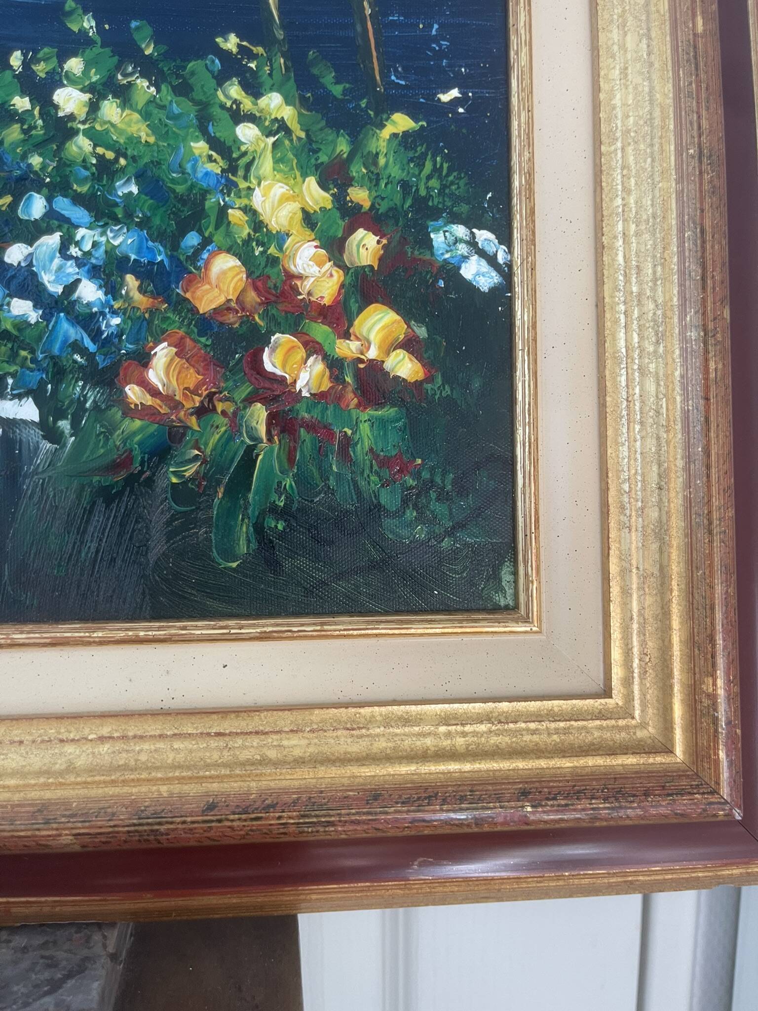 Old Oil Painting Frame Gold Provence Mediterranean Italy