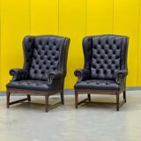 Vintage Tufted Leather Chesterfield Style Wing Back Chair (Price is For One Chair)