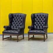 Vintage Tufted Leather Chesterfield Style Wing Back Chair (Price is For One Chair)