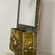 Art Nouveau mail rack in brass repelled beveled mirror early twentieth century