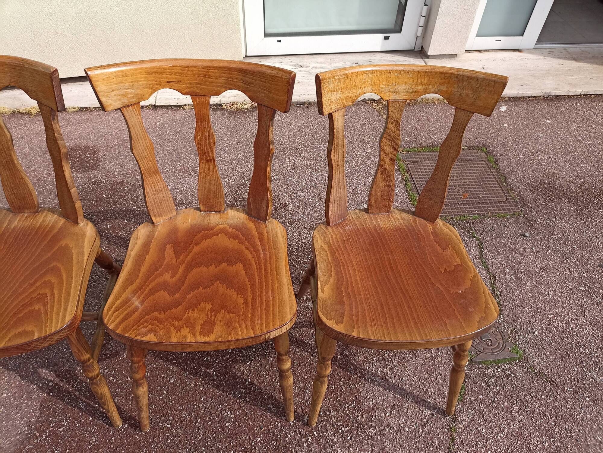 Set of 4 bistro bar chairs year 80 - 90 - wooden - baumann