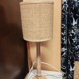 Lampe en bois et rotin