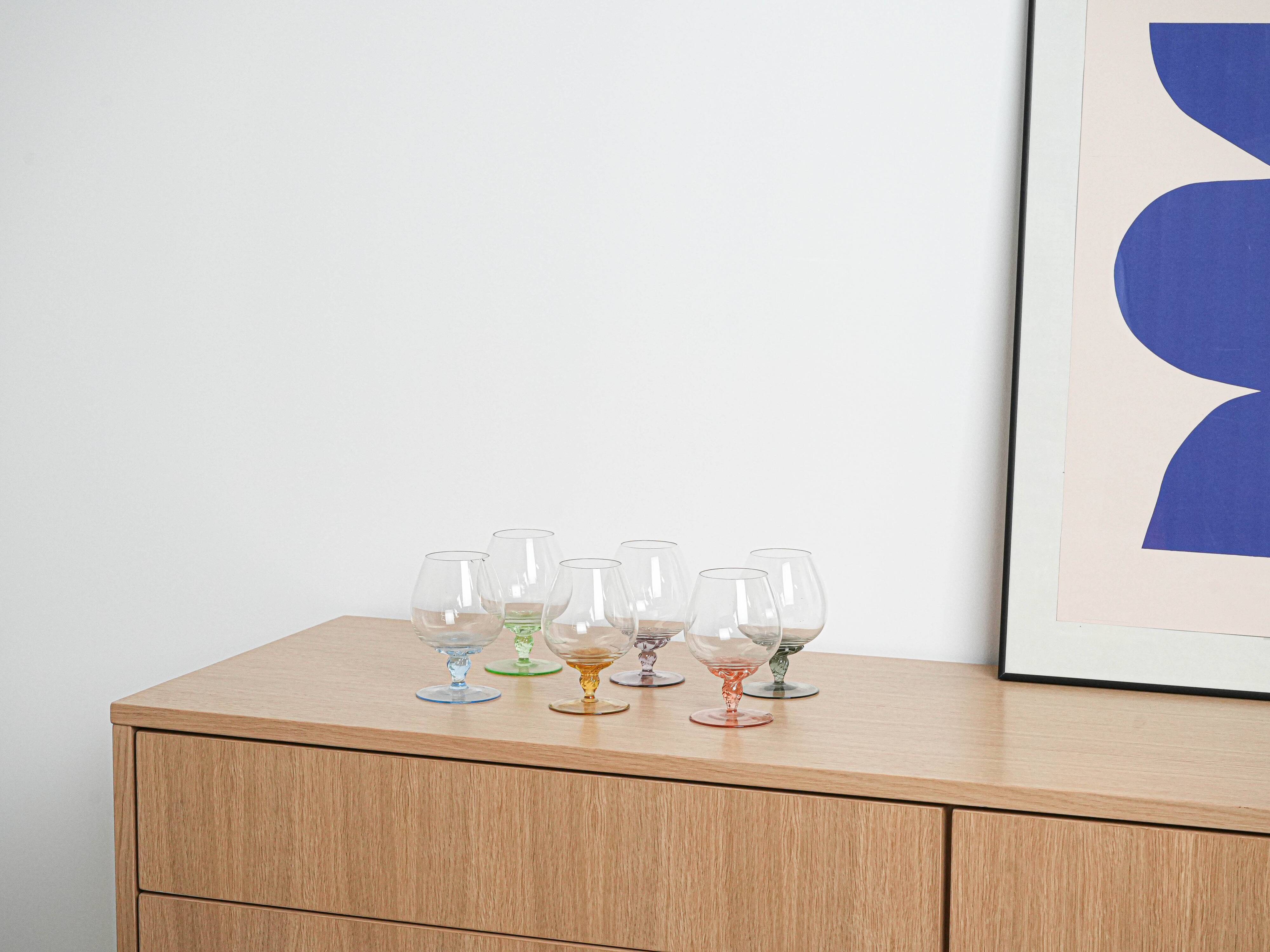 Set of cognac glasses, Italian design, 1970s, production: Italy