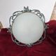 Antique 2-bulb ceiling light from the 30s-40s, art deco, in worked metal and frosted glass