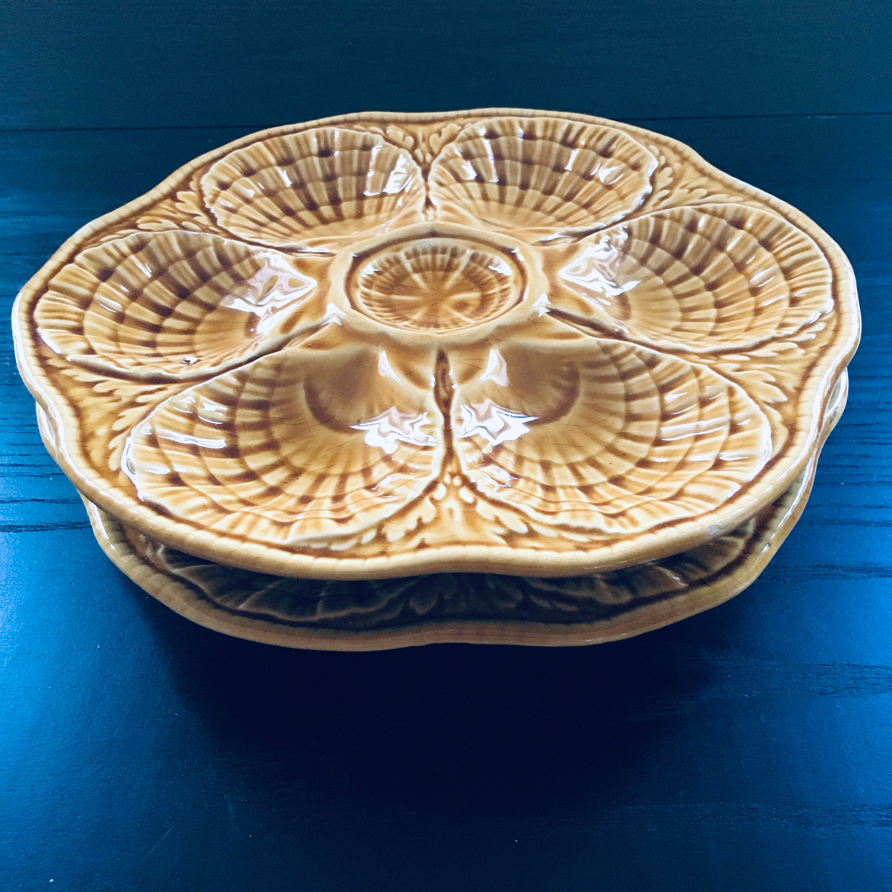 Lot 2 oyster plates Sarreguemines