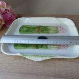 Antique asparagus dish - vintage slurry ceramic