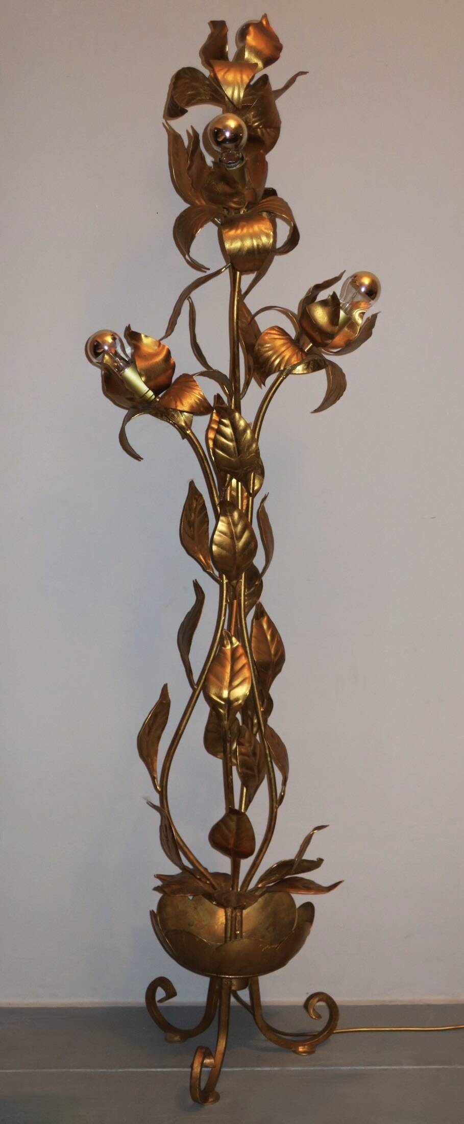 Gold-plated tree floor lamp by Hans Kögl, 1970s