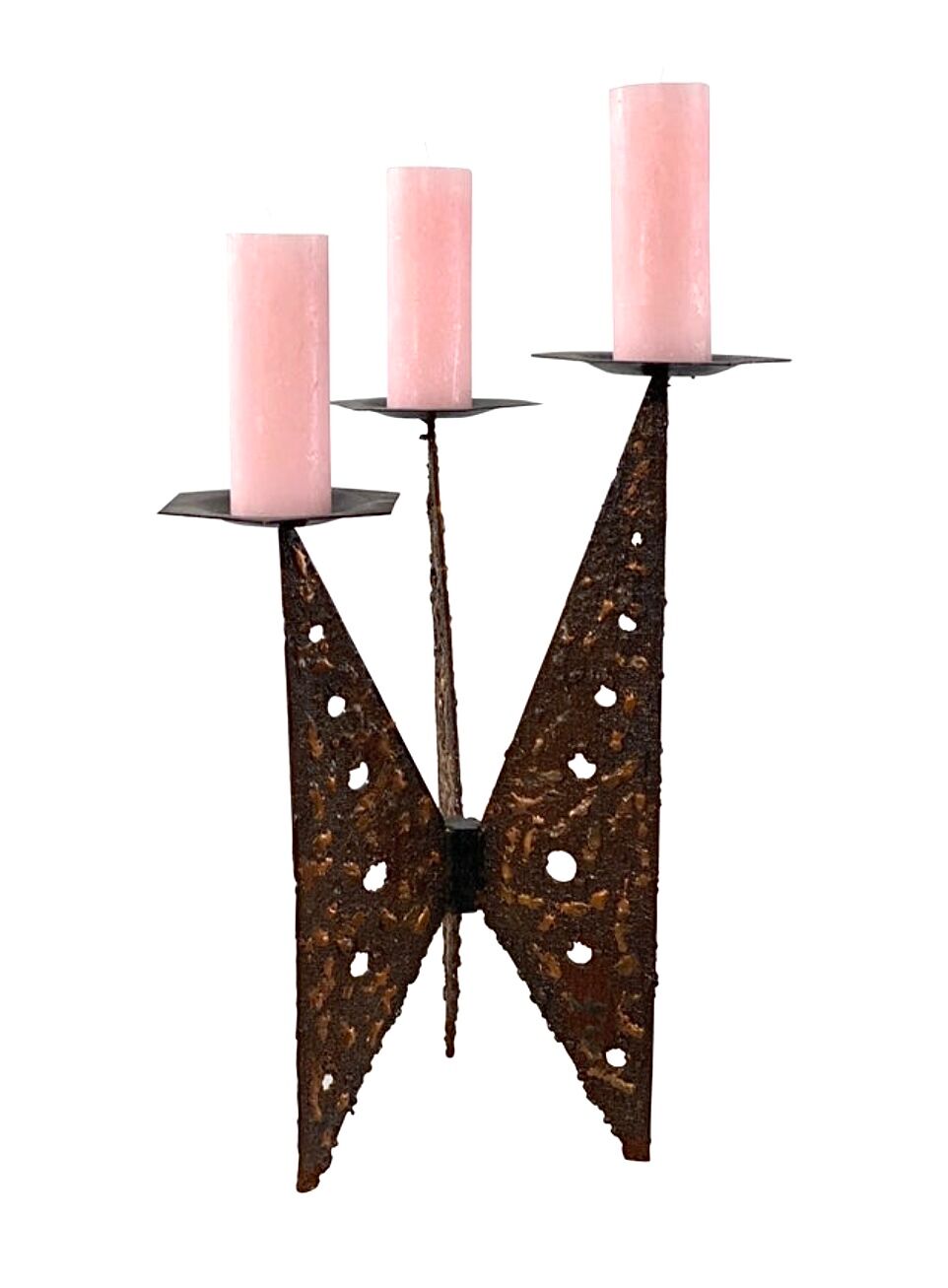 Impressive brutalist 3 candle holder