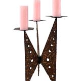 Impressive brutalist 3 candle holder