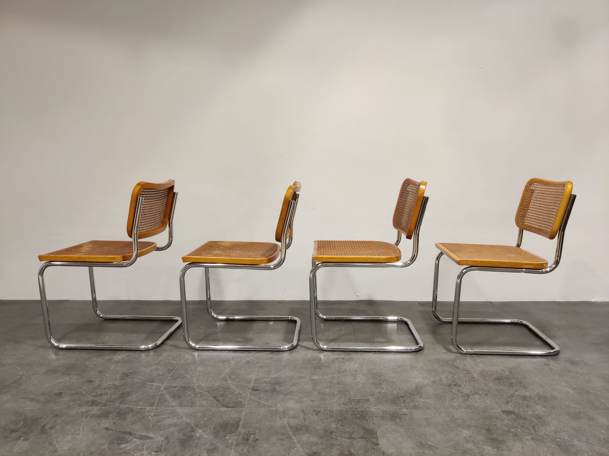 Set of 4 Cesca chair by Marcel Breuer, made in italy, 1970