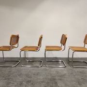 Set of 4 Cesca chair by Marcel Breuer, made in italy, 1970