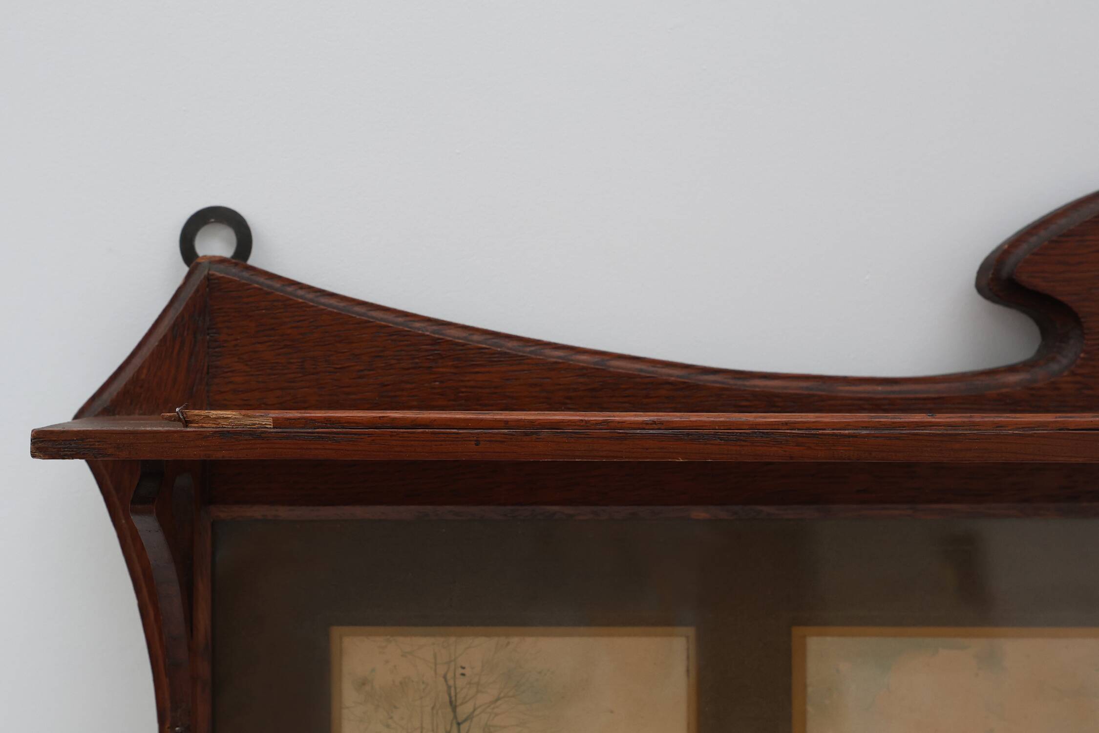 Art Nouveau Wall-Mounted Coat Rack with Framed Watercolors by Cassier, Belg